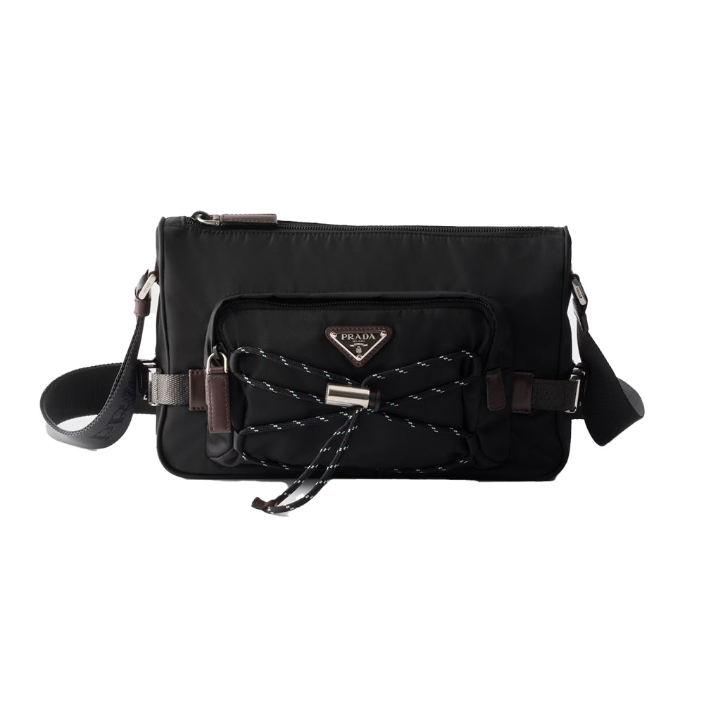 프라다 스피드록 리나일론 및 가죽 숄더백 블랙